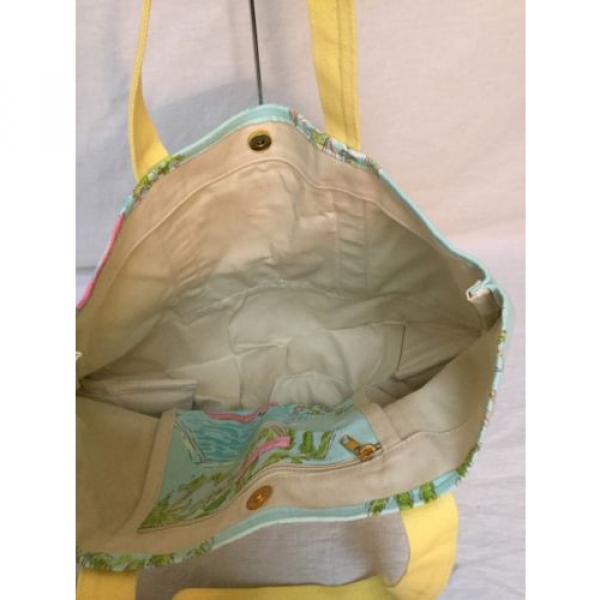 NWOT  LILLY PULITZER BABY BLUE/ YELLOW BEACH BAG WITH BEACH DESIGNS #4 image
