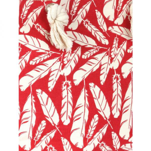 Feather Print Tote Bag Purse Rope Style Handles Water Resistant Beach Bag Red #2 image