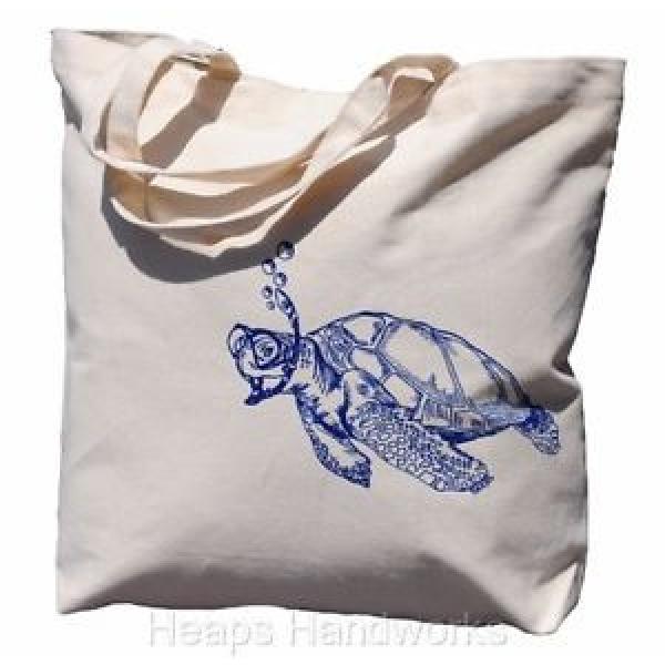 Tote Bags for Women - Beach Travel Market Canvas Cotton - Blue Turtle - NEW #1 image
