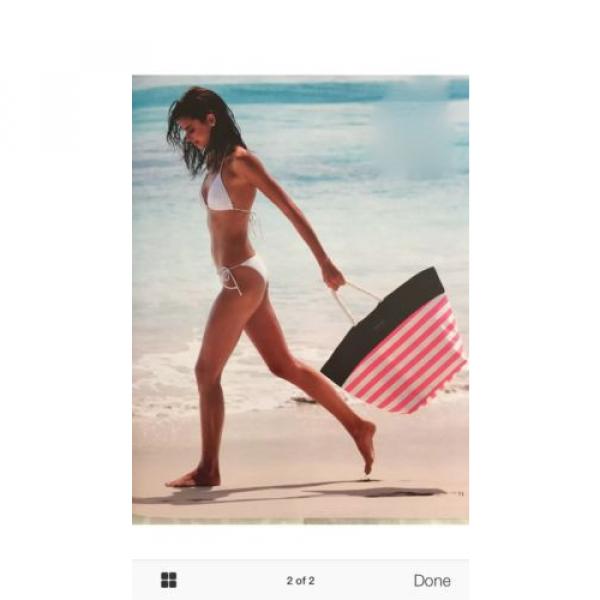 Victorias Secret SWIM Tote Beach Bag Pink White Stripes Rope Handles - NWT #2 image
