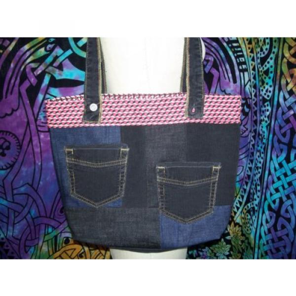 Catatonic Clothing&#039;s Handmade Dark Denim Jean Pocket Patchwork Beach Bag with Re #2 image