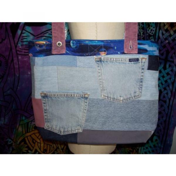 Catatonic Clothing&#039;s Handmade Out of this World Jean Pocket Patchwork Beach Bag #5 image