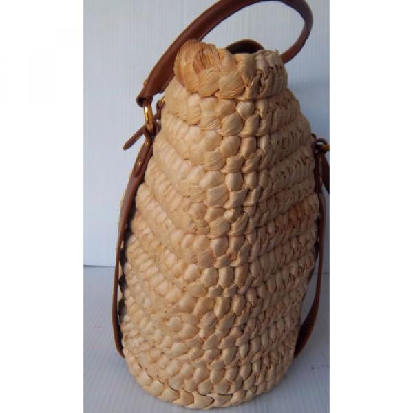 Eteinne Aigner Corn Husks Beach Tote bag w/ Leather Shoulder Bag #3 image