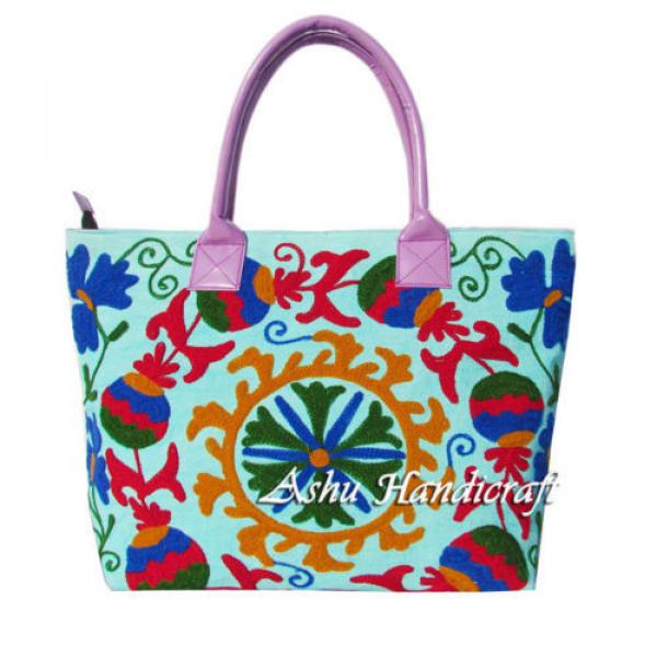 Indian Cotton Suzani Embroidery Handbag Woman Tote Shoulder Bag Beach Boho Bag Q #1 image