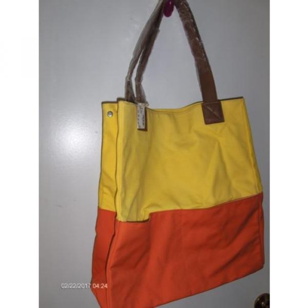 Summer Shop Large Canvas Beach Bag Tote Faux Leather Straps #1 image