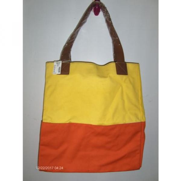Summer Shop Large Canvas Beach Bag Tote Faux Leather Straps #2 image