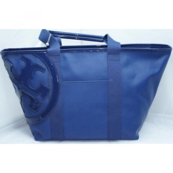 Tory Burch Small Beach Canvas Tote Blue Bag Handbag Shoulder NWT #1 image