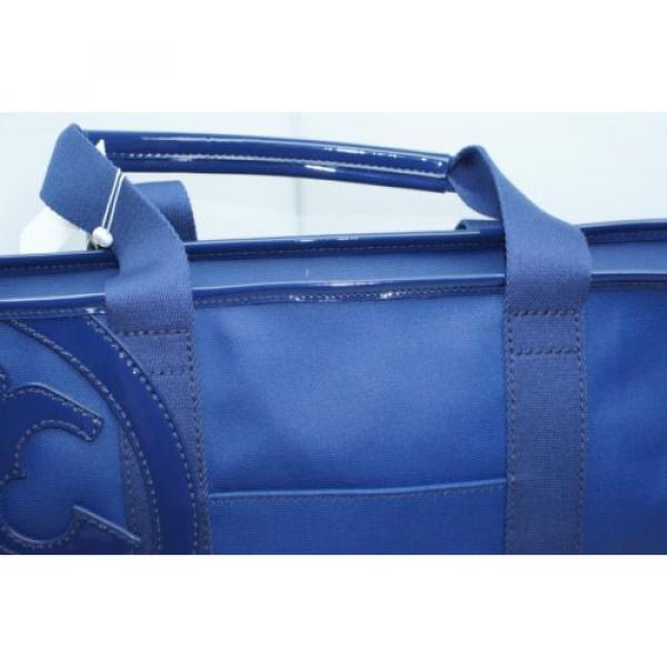 Tory Burch Small Beach Canvas Tote Blue Bag Handbag Shoulder NWT #3 image
