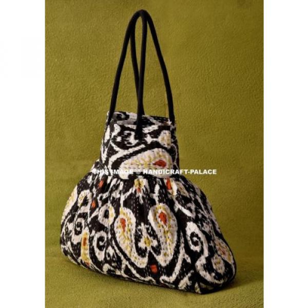 Indian Cotton Kantha Embroidery Handbag Woman Tote Shoulder Bag Beach Boho Bag #3 image