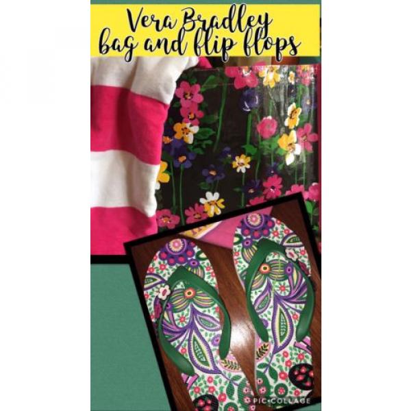 Vera Bradley Market Tote/ Beach Bag And Flip Flops ~ Wildflower Garden #1 image