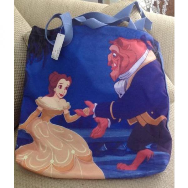 NWT DISNEY  BEAUTY AND THE BEAST TOTE PURSE BELLE BLUE CANVAS BEACH BAG #5 image
