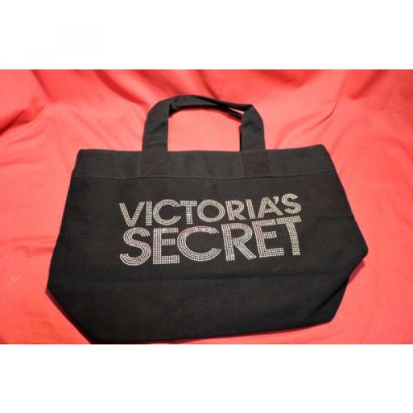 Victoria&#039;s Secret Black Handbag Canvas Tote Shoulder Shopping/Beach Bag #1 image