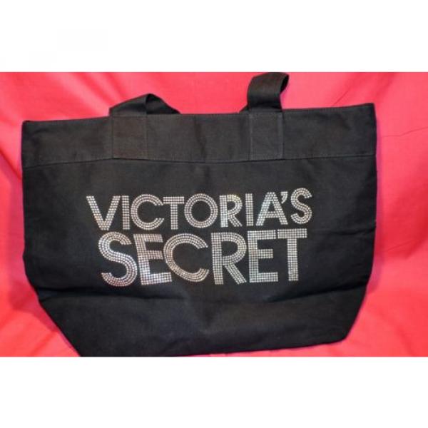 Victoria&#039;s Secret Black Handbag Canvas Tote Shoulder Shopping/Beach Bag #3 image