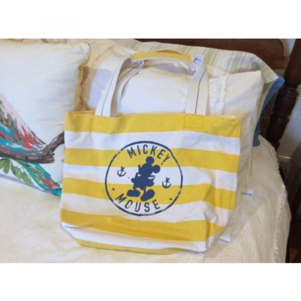Original Walt Disney Tote Yellow And White Striped Beach Bag #1 image