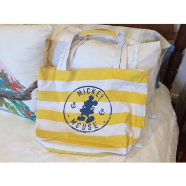 Original Walt Disney Tote Yellow And White Striped Beach Bag #2 image