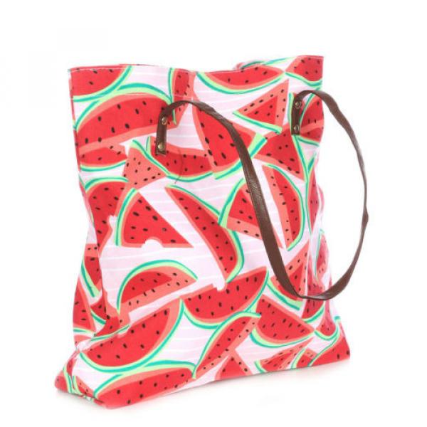 Watermelon Print 14&#034; Canvas Beach Diaper Tote Bag Purse Shopper #1 image