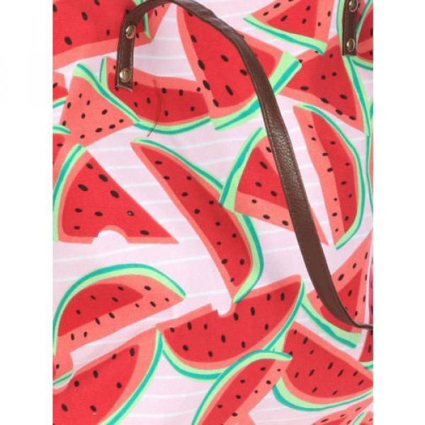 Watermelon Print 14&#034; Canvas Beach Diaper Tote Bag Purse Shopper #2 image