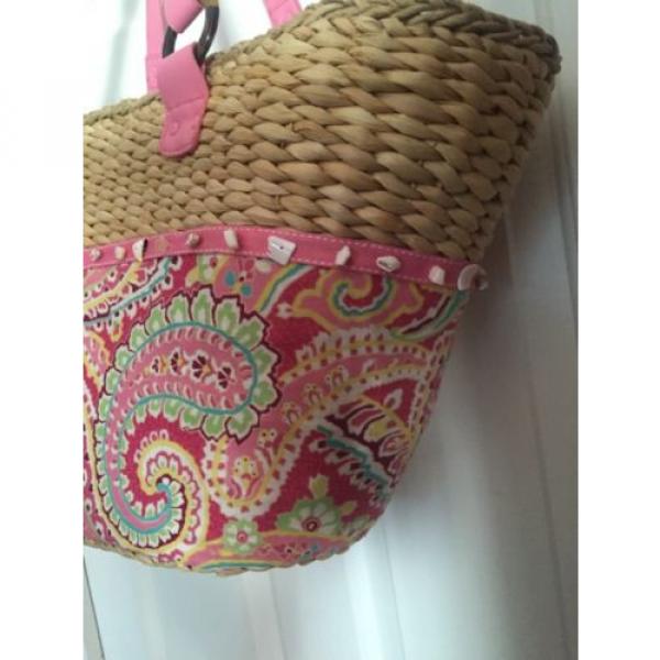 Vera Bradley Capri Pink Basket Tote Bag Beach Bag Purse Nwot #5 image