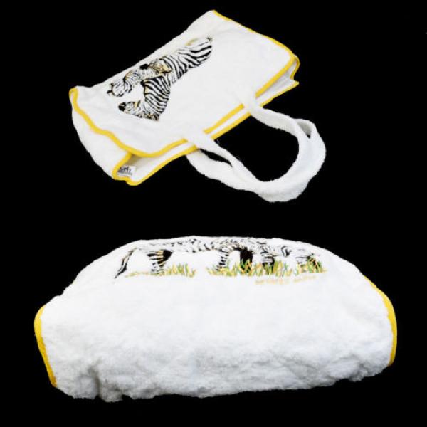 Authentic HERMES Zebra Shoulder Beach Bag Pillow Set 100% Cotton White 03D705 #5 image