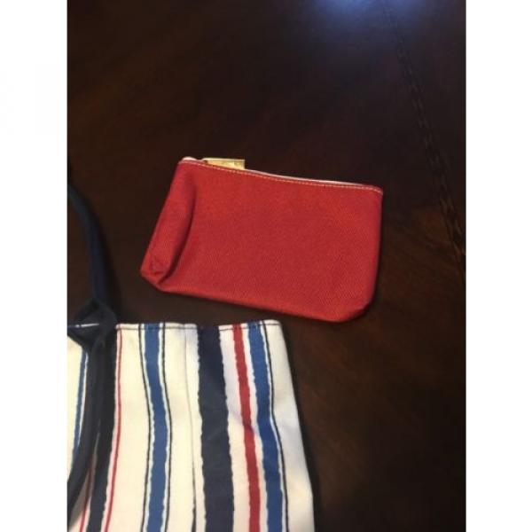 NEW Red White Blue Striped Beach Bag With Bonus Red Coin Purse #5 image