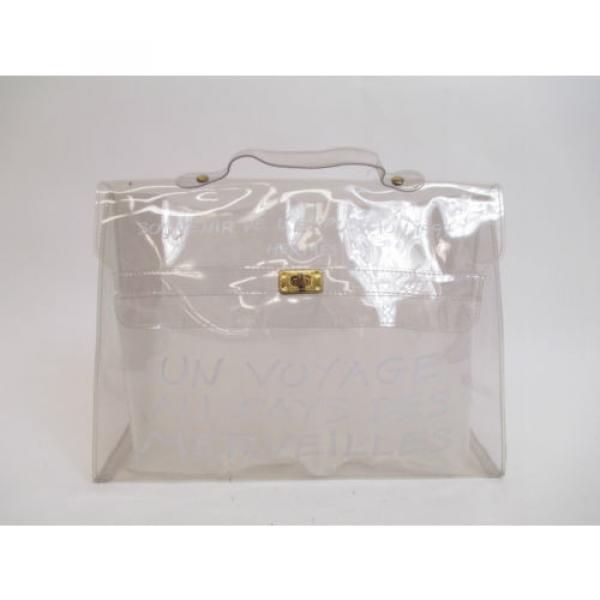Authentic Hermes Clear Vinyl Kelly Beach Hand Bag Briefcase #5810 #1 image