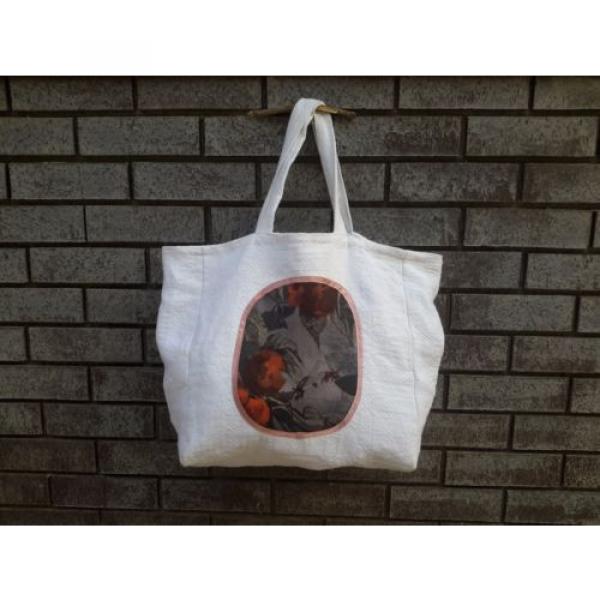 Handmade White Tote bag Beach bag Beautyful shoulder bag Special weekend bag #1 image