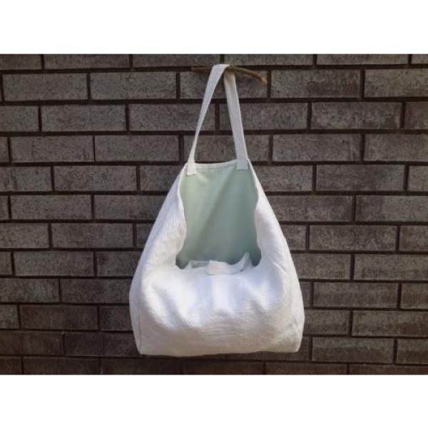Handmade White Tote bag Beach bag Beautyful shoulder bag Special weekend bag #3 image
