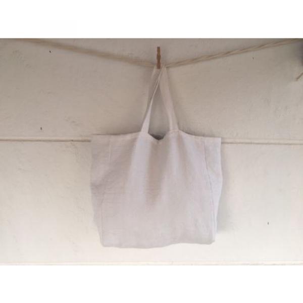 Handmade White Tote bag Beach bag Beautyful shoulder bag Special weekend bag #5 image