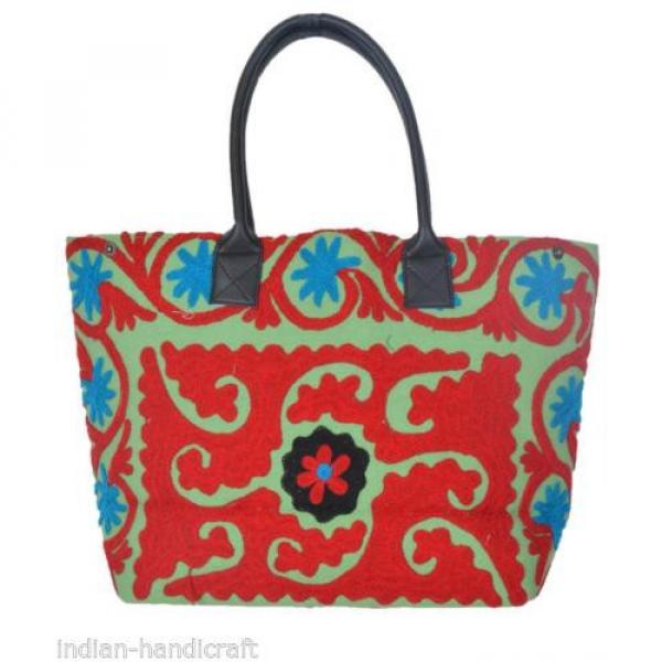 Lightgreen Suzani Embroidery Bag Womens Shopping Beach Tote BU30 #1 image
