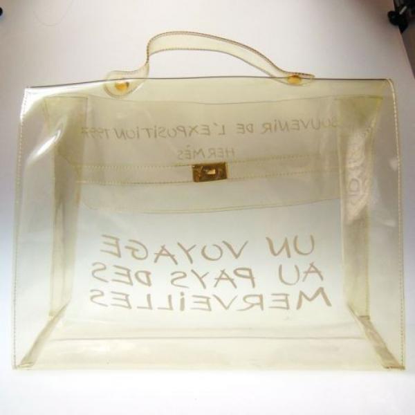 Authentic HERMES Vinyl KELLY Beach Hand Bag SOUVENIR DE L&#039;EXPOSITION 1997 #389 #4 image