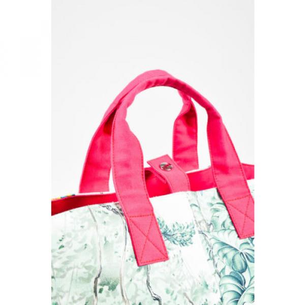 Hermes $1800 Pink White Multicolor Cotton  &#034;Equateur&#034; PM Beach Bag #5 image