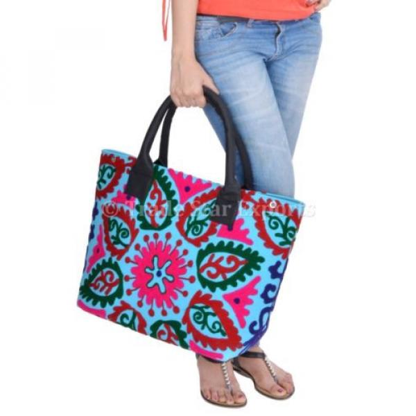 Suzani Embroidery Handbag Woman Tote Shoulder Bag Beach Bag Designer Boho Indian #1 image