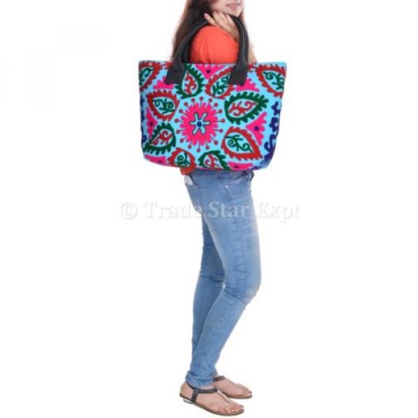 Suzani Embroidery Handbag Woman Tote Shoulder Bag Beach Bag Designer Boho Indian #3 image