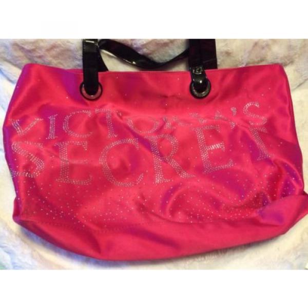 $80 Victorias Secret VS Large Pink Beach Tote Gym Bag Rhinestones Valentines Day #1 image