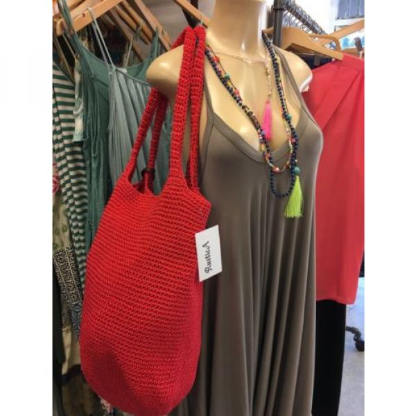 Sonoma Bohemian,boho, Knitted Beach Bag,diaper Bag,Mexican,Coachella,NWOT,Red #1 image