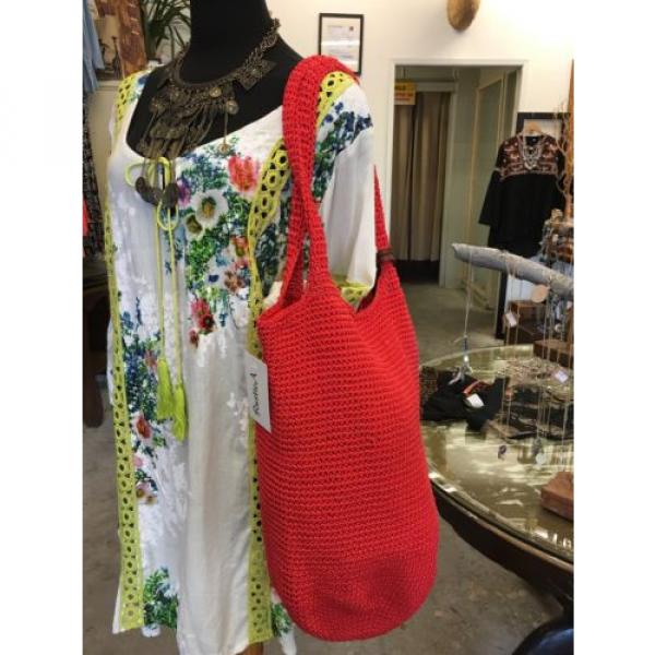 Sonoma Bohemian,boho, Knitted Beach Bag,diaper Bag,Mexican,Coachella,NWOT,Red #2 image