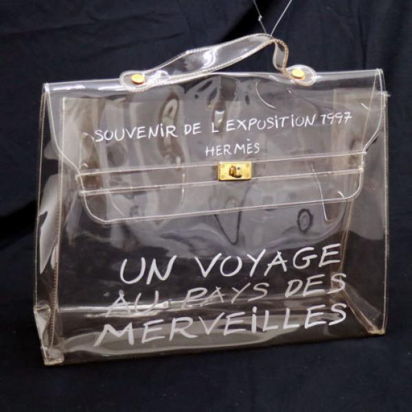 Auth HERMES Kelly Beach Hand Bag SOUVENIR DE L&#039;EXPOSITION Vinyl 1997 VTG V09420 #1 image