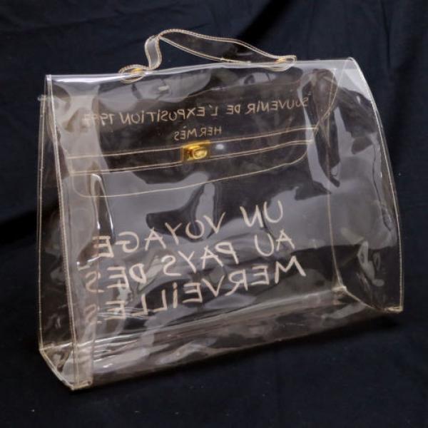 Auth HERMES Kelly Beach Hand Bag SOUVENIR DE L&#039;EXPOSITION Vinyl 1997 VTG V09420 #2 image