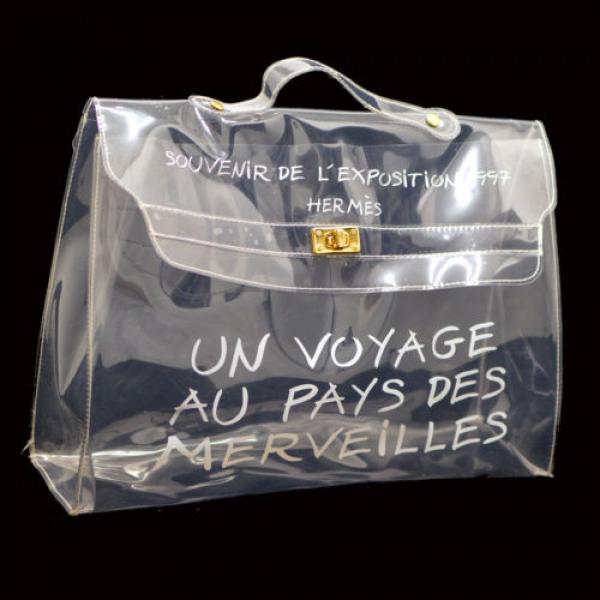 AUTH HERMES VINYL KELLY BEACH HAND BAG SOUVENIR DE L&#039;EXPOSITION 1997 AK08741 #1 image