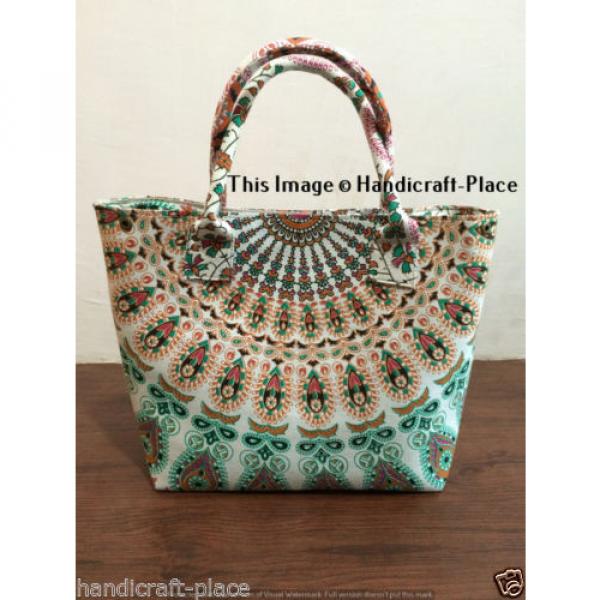 Indian Handmade Mandala Bohemian Shopping Purse Cotton Beach Bag Large Tote Bag #1 image