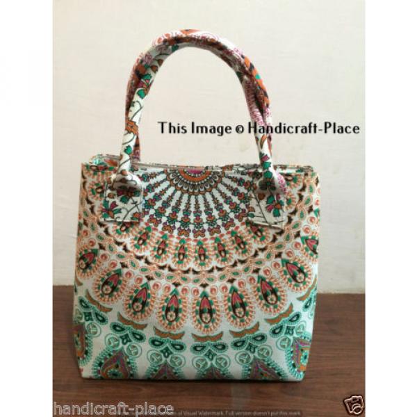 Indian Handmade Mandala Bohemian Shopping Purse Cotton Beach Bag Large Tote Bag #2 image