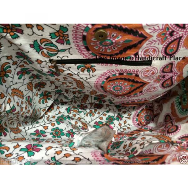 Indian Handmade Mandala Bohemian Shopping Purse Cotton Beach Bag Large Tote Bag #3 image