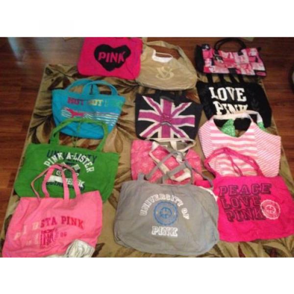 Choice 1 Victoria Secret X Large Pink Vinyl Cloth Tote Bags Weekender Beach Bag #1 image
