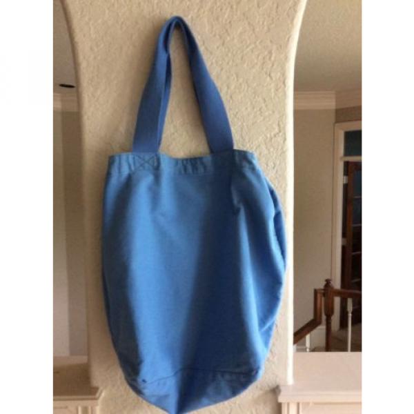 Victoria&#039;s Secret PINK Large Blue Silver Tote Bag Peace Sign Beach Bag #5 image