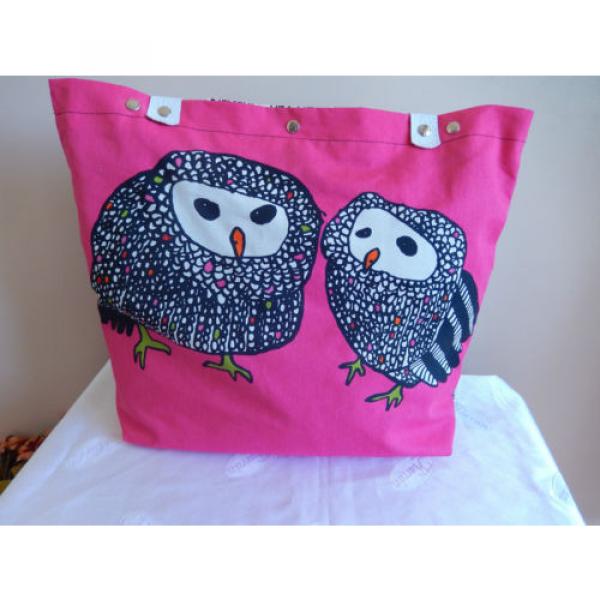 Little Owls Fuchsia Tote bag-Weekender bag/ Beach Bag -Black and White- two face #2 image