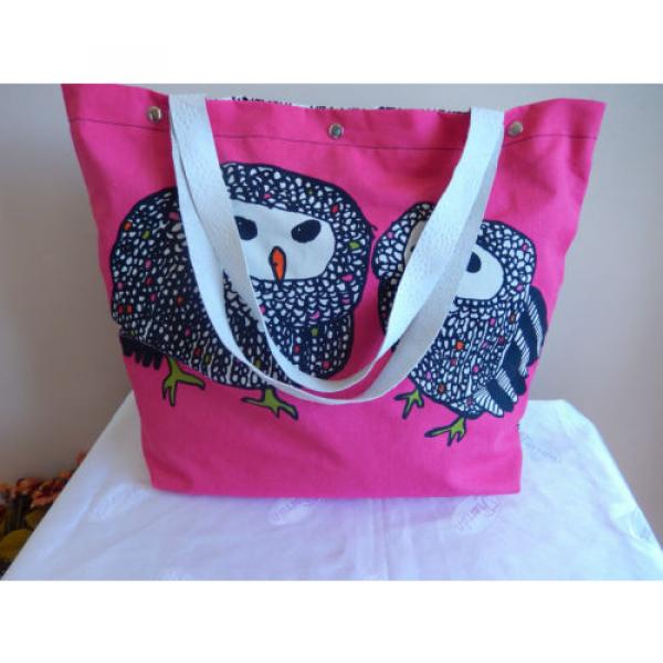 Little Owls Fuchsia Tote bag-Weekender bag/ Beach Bag -Black and White- two face #3 image