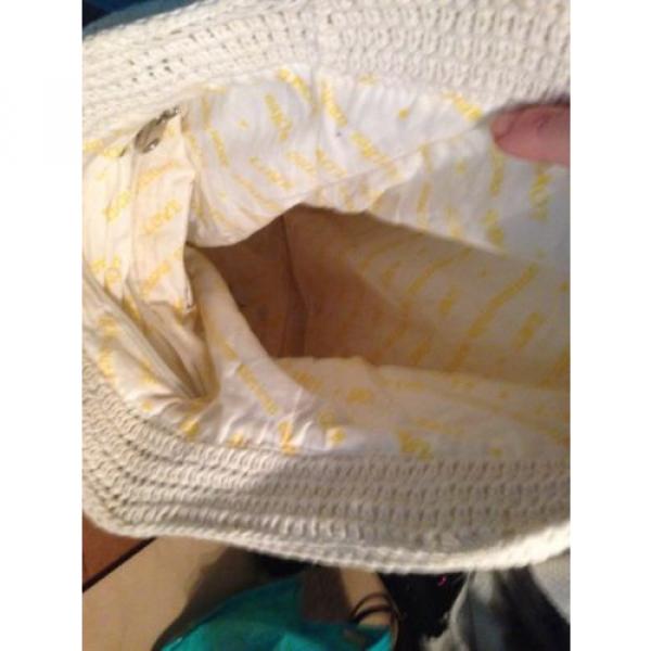 Off White beige Crochet Purse 19x15 tote lined American Eagle beach hand bag euc #3 image