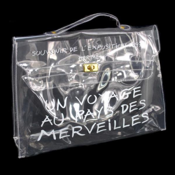 AUTHENTIC HERMES VINYL KELLY BEACH HAND BAG SOUVENIR DE L&#039;EXPOSITION 1997 V03669 #1 image