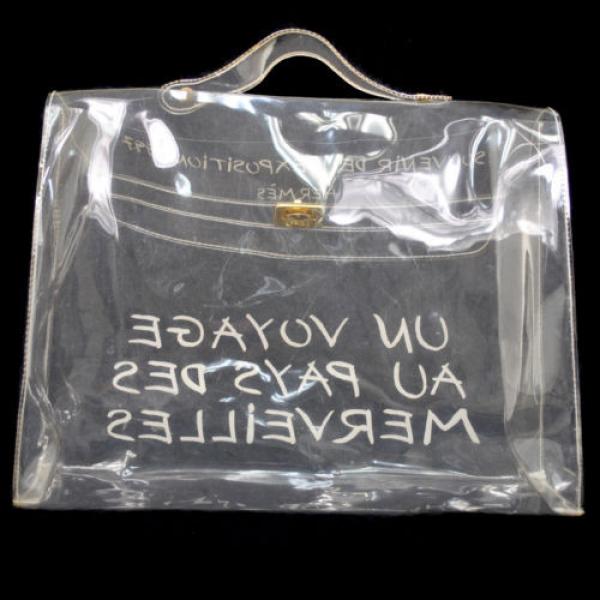 Auth HERMES Kelly Beach Hand Bag SOUVENIR DE L&#039;EXPOSITION Vinyl 1997 NR06011 #4 image