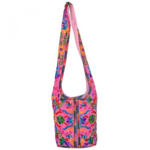 Pink Suzani Embroidery Tote Bag Womens Cross body Shopping Beach Jhola AQ14 #1 image